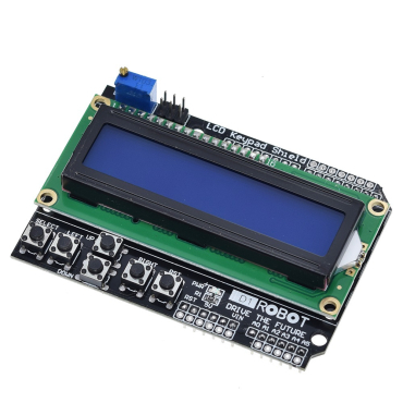 Arduino LCD KeyPad Shield, front buttom side Arduino LCD KeyPad Shield, front buttom side